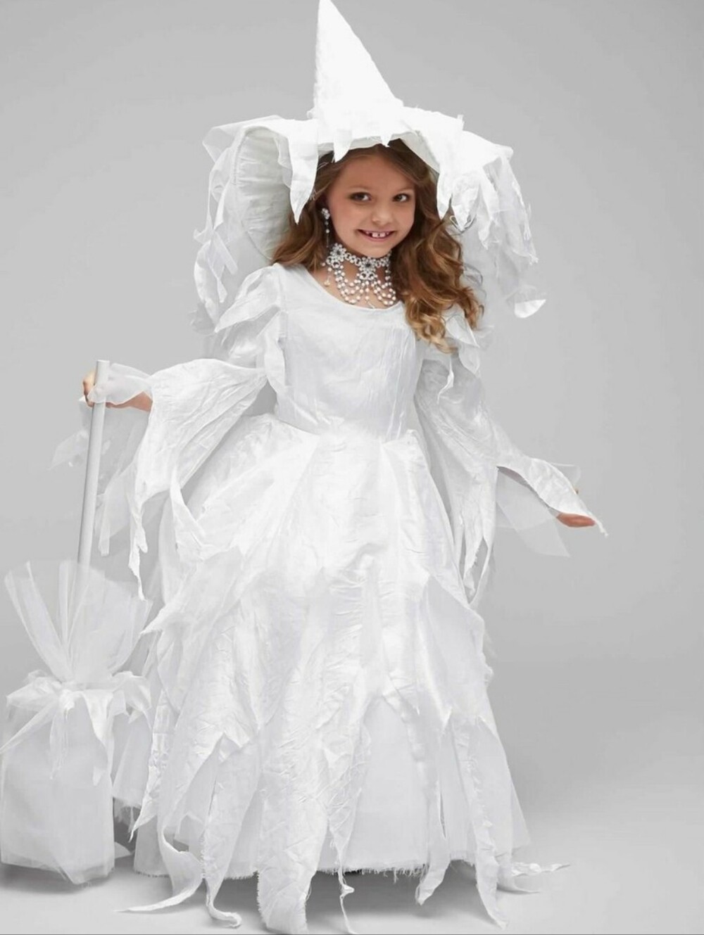 Chasing Fireflies - White Ghost Midnight Witch Kids Sz 6 Costume